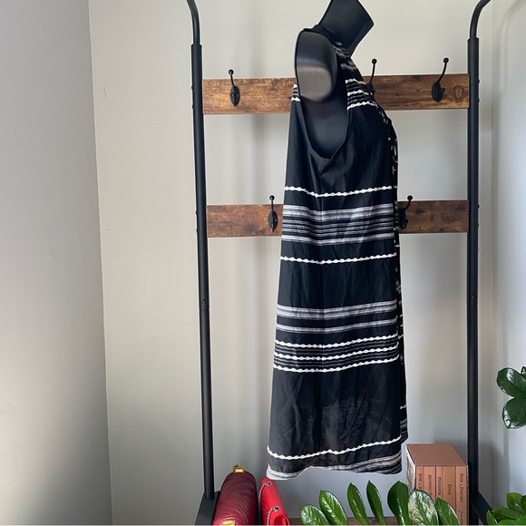 Dotti Dahlia Stripe Lace-Up Front Tank Dress swim Cover-Up in Black/White size S - Picture 4 of 7
